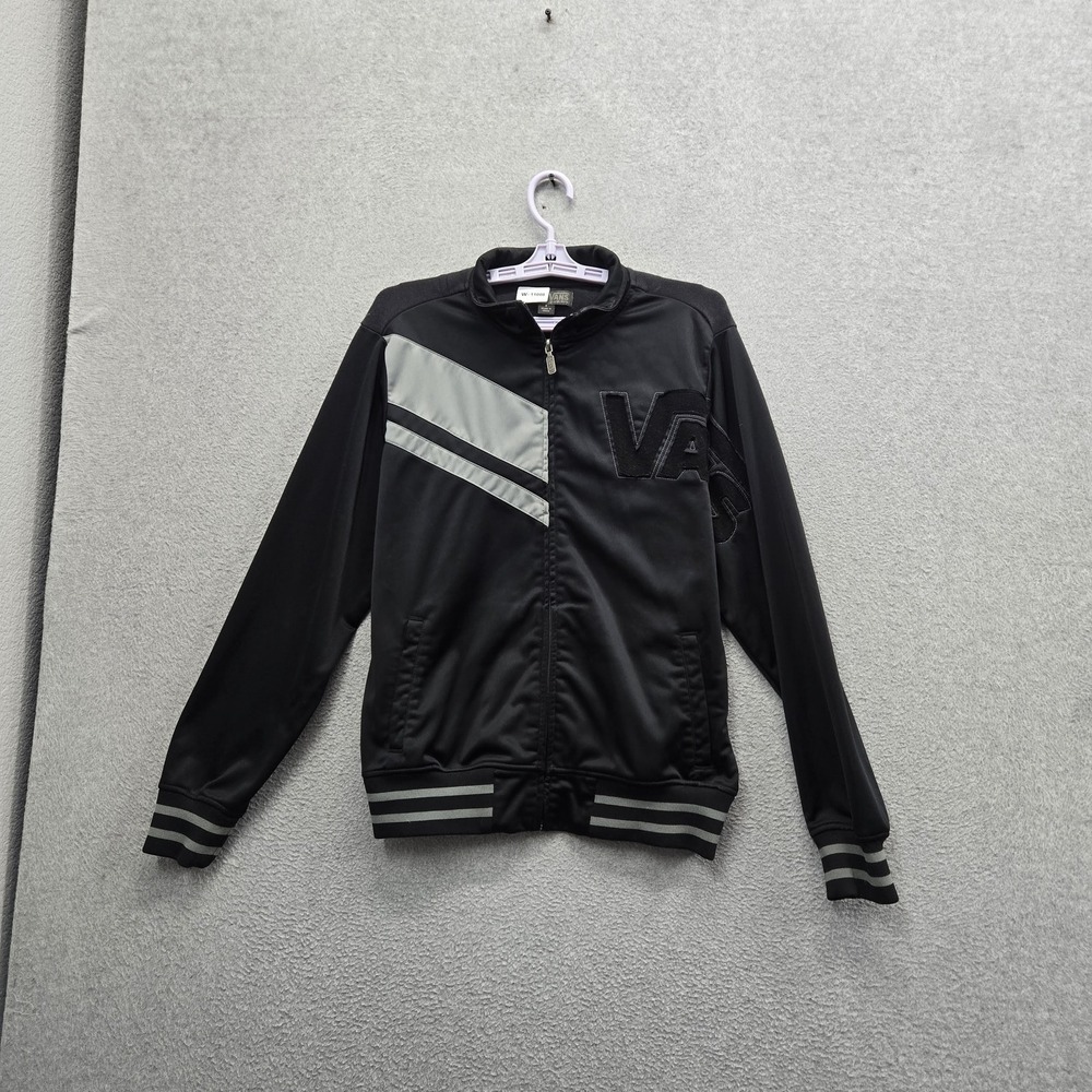 Vans Men Jacket SMALL Black Embroidered Colorblock Activewear Zipper Long Sleeve